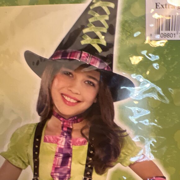 Spellbound Witch Halloween Costume Child XL 12-14, 7 PCs: Dress, Hat, Socks, .. - Picture 5 of 15